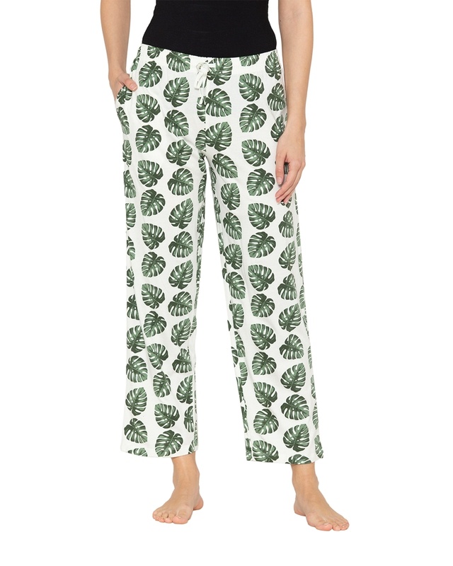 Shop Women's Off White Printed Pyjamas-Front