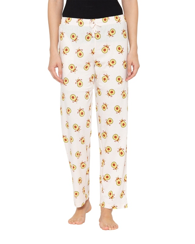 Shop Women's Off White Printed Pyjamas-Front