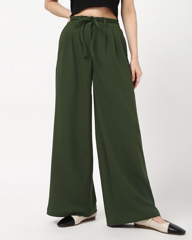 Shop Women's Olive Green Casual Pants-Front
