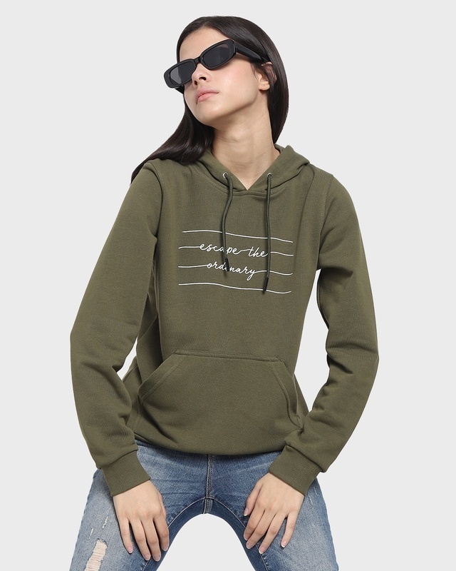 Shop Women's Olive Printed Sweatshirt-Front