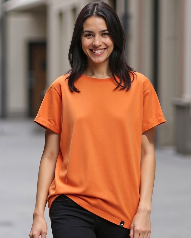 Shop Women's Orange Boyfriend T-shirt-Front