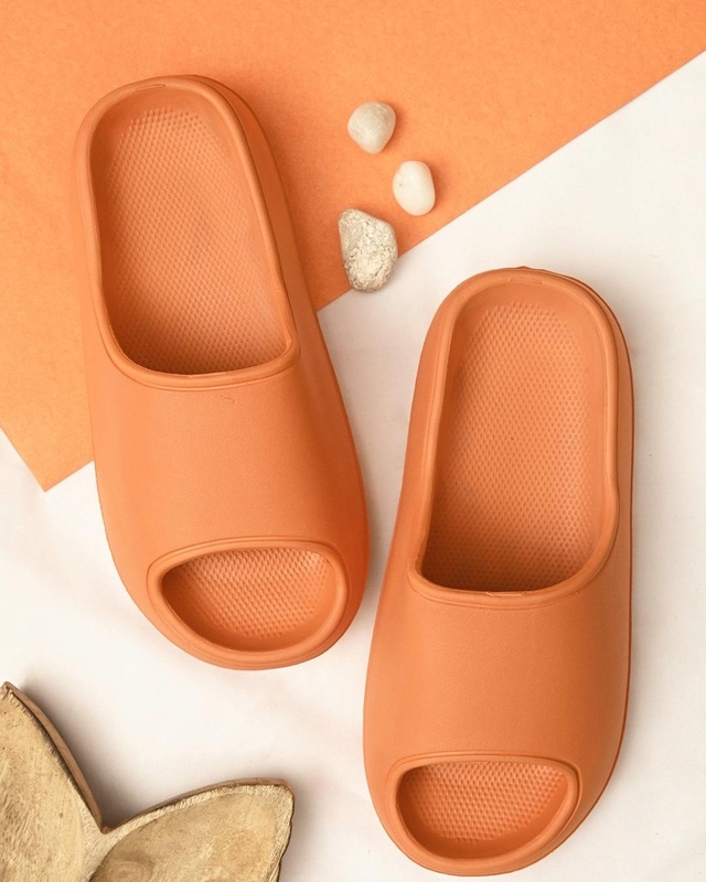 Shop Women's Orange Casual Sliders-Front