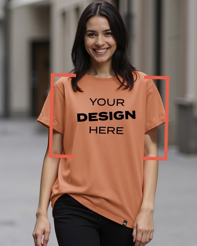 Shop Women's Orange Customizable Boyfriend T-shirt-Front