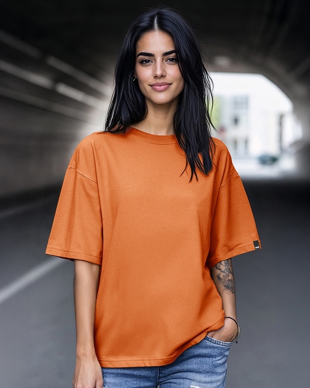 Shop Women's Orange Oversized T-shirt-Front