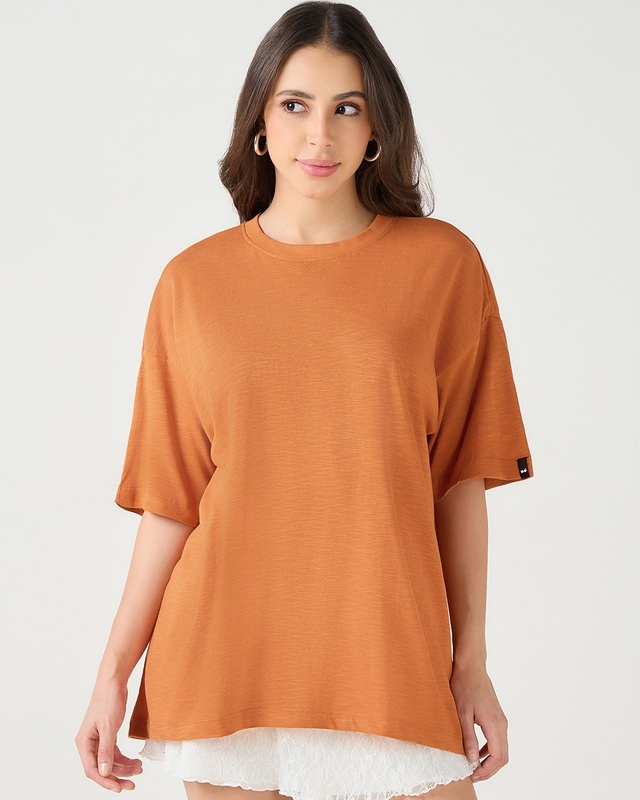 Shop Women's Orange Oversized T-shirt-Front