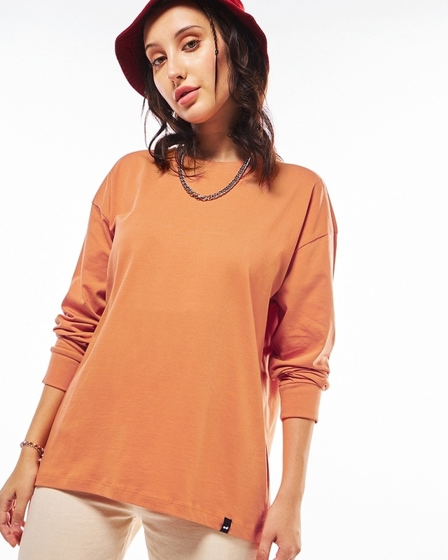 Shop Women's Orange Oversized T-shirt-Front