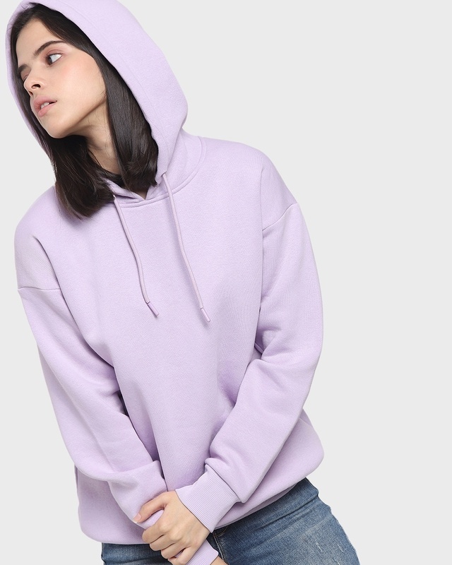 Shop Women's Lilac Oversized Winter Hoodie-Front