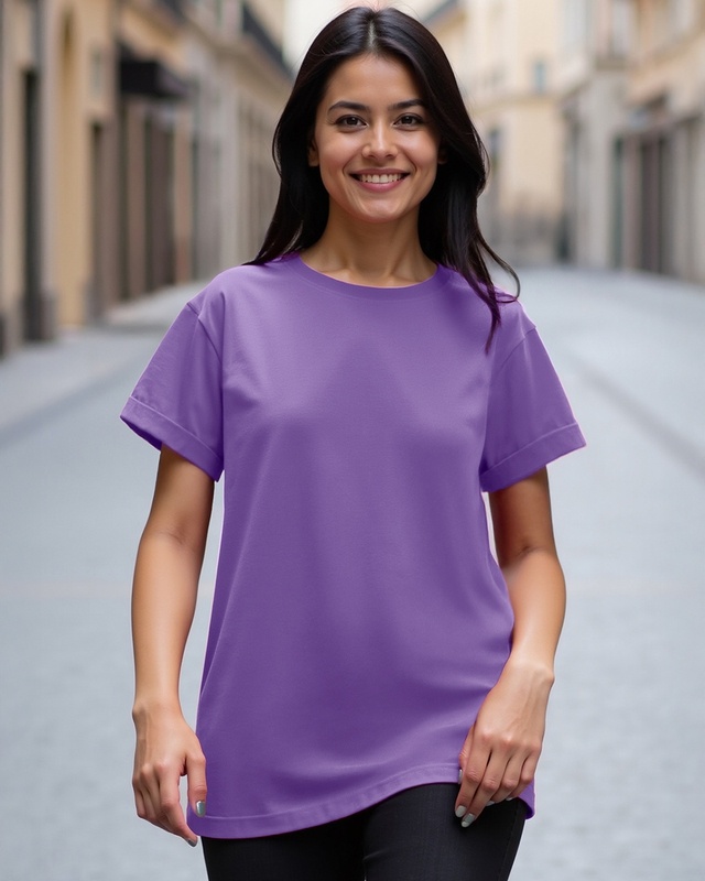 Shop Women's Paisley Purple Boyfriend T-shirt-Front
