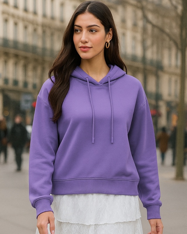 Shop Women's Paisley Purple Oversized Hoodies-Front