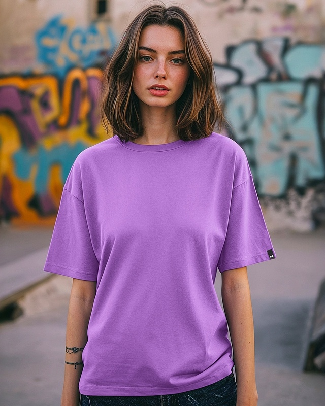 Shop Women's Paisley Purple Oversized T-shirt-Front