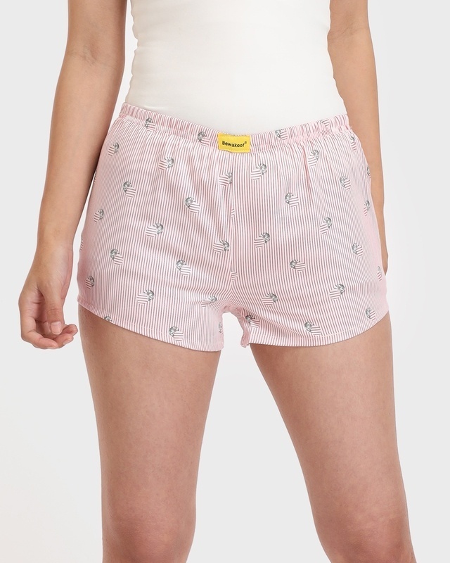 Shop Women's Pink AOP Boxer Shorts-Front