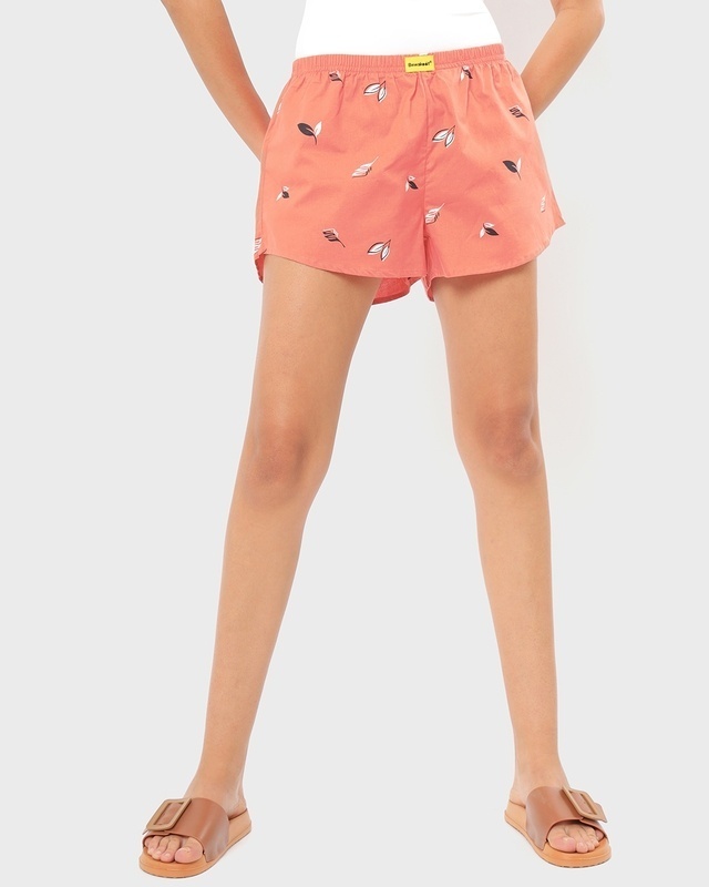 Shop Women's Pink All Over Printed Boxers-Front