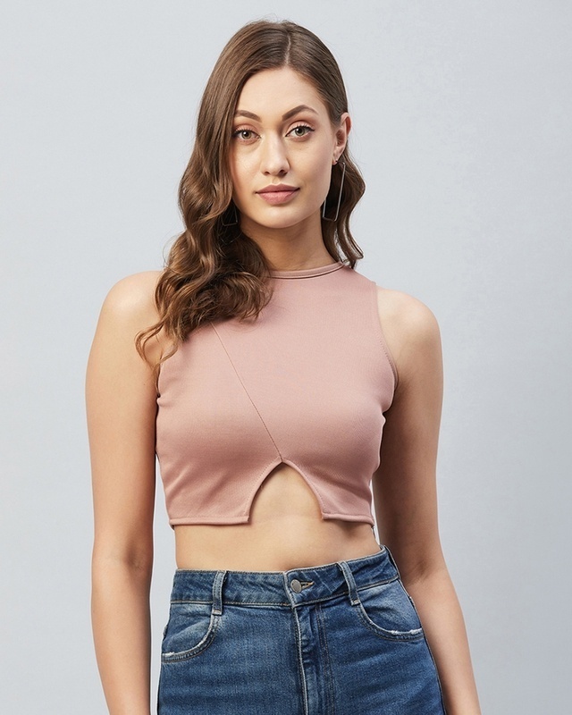 Shop Women's Dusty Pink Bodycon Short Top-Front