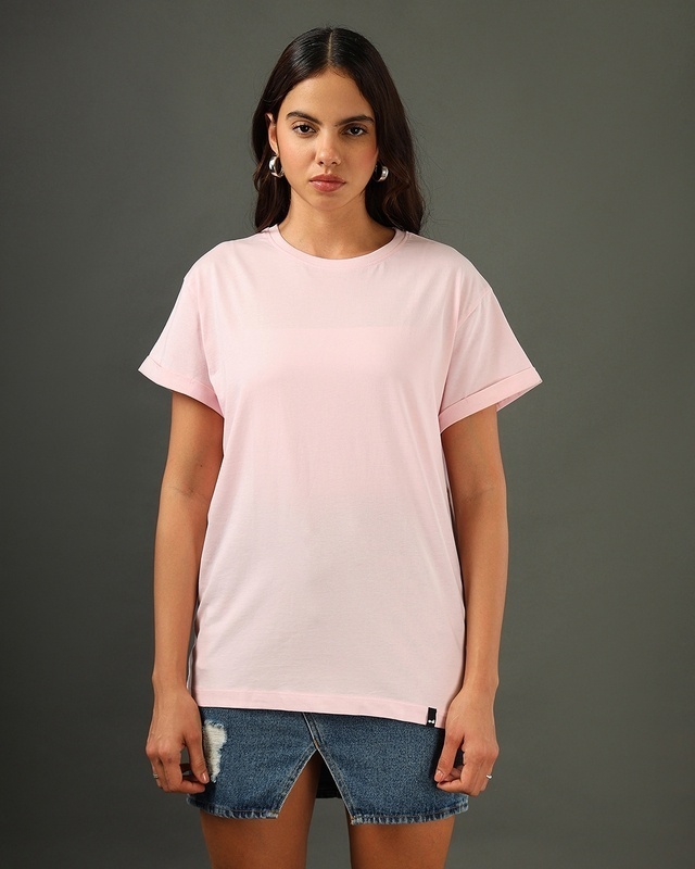 Shop Women's Pink Boyfriend T-shirt-Front
