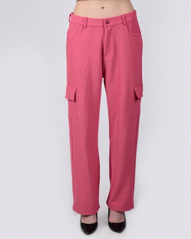 Shop Women's Pink Cargo Korean Pants-Front