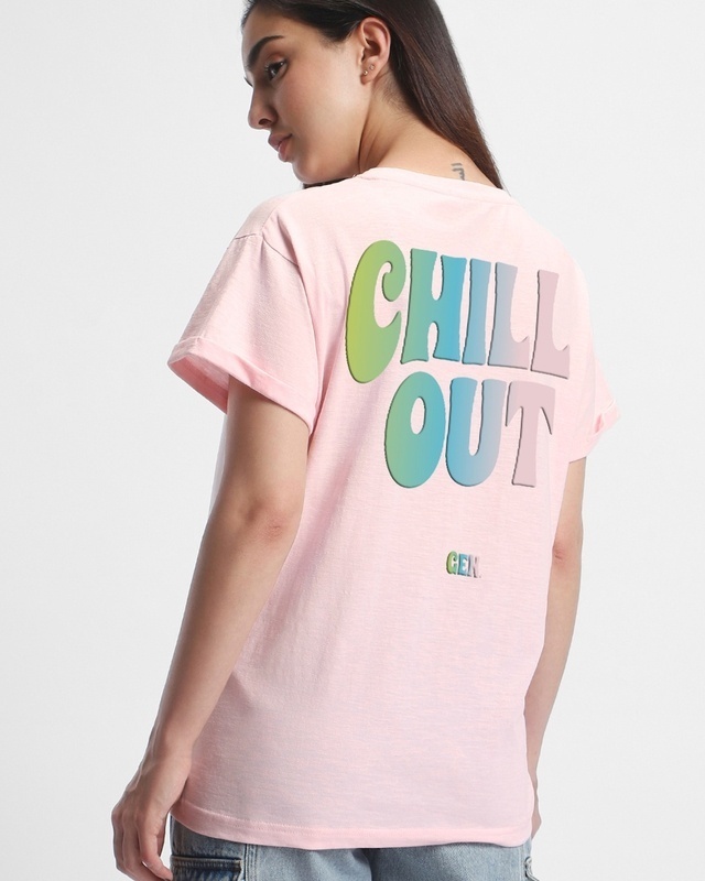 Shop Women's Pink Chill Out Graphic Printed Boyfriend T-shirt-Front