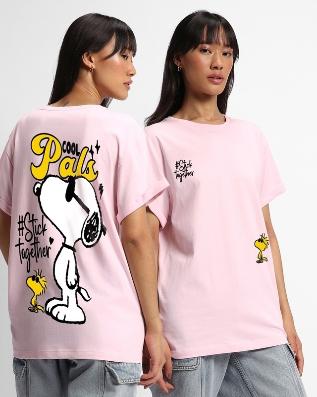 Shop Women's Pink Cool Pals Graphic Printed Boyfriend T-shirt-Front