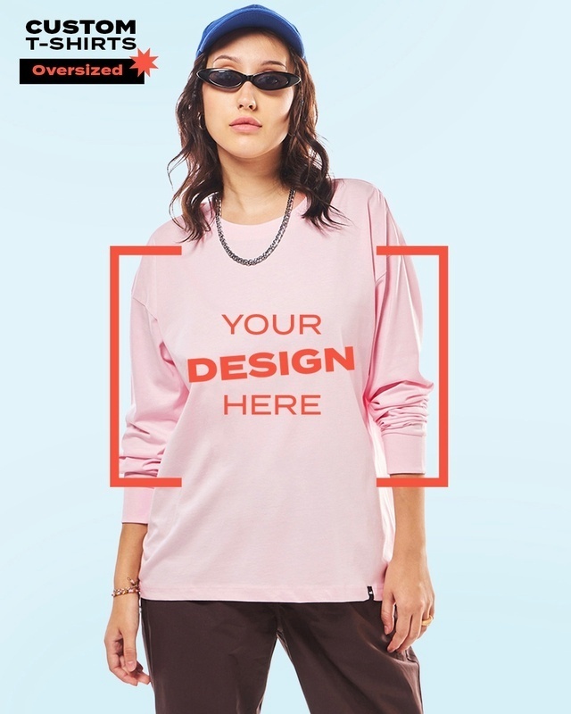 Shop Women's Pink Customizable Oversized T-shirt-Front
