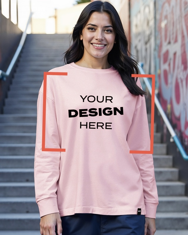 Shop Women's Pink Customizable Oversized T-shirt-Front