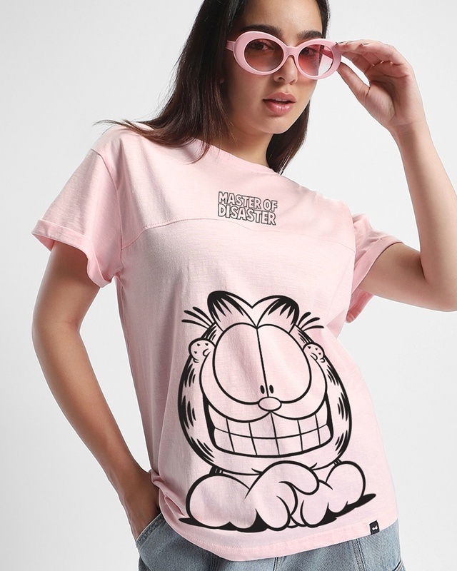 Shop Women's Pink Master Graphic Printed Boyfriend T-shirt-Front