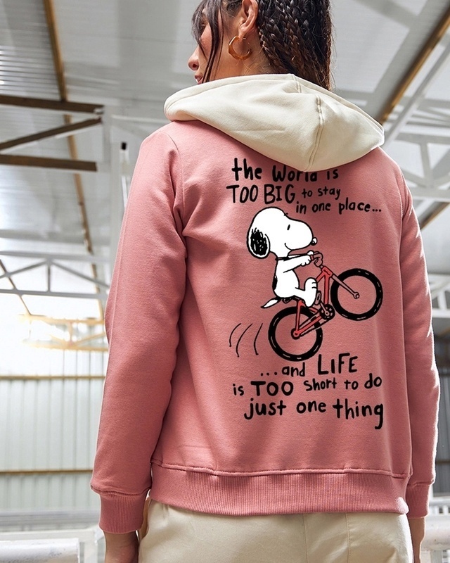 Shop Women's Pink Move On Graphic Printed Oversized Hoodies-Front