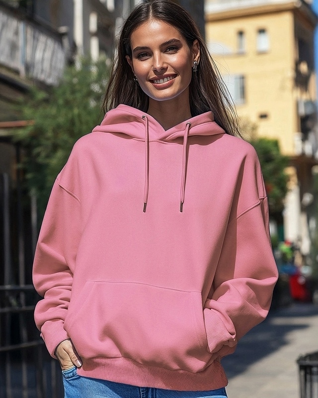 Shop Women's Pink Oversized Hoodies-Front