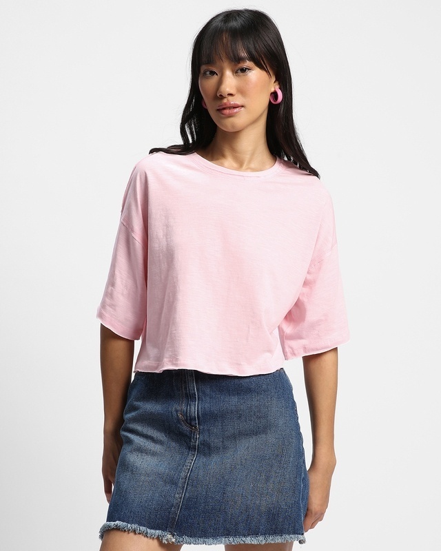Shop Women's Pink Oversized Short Top-Front