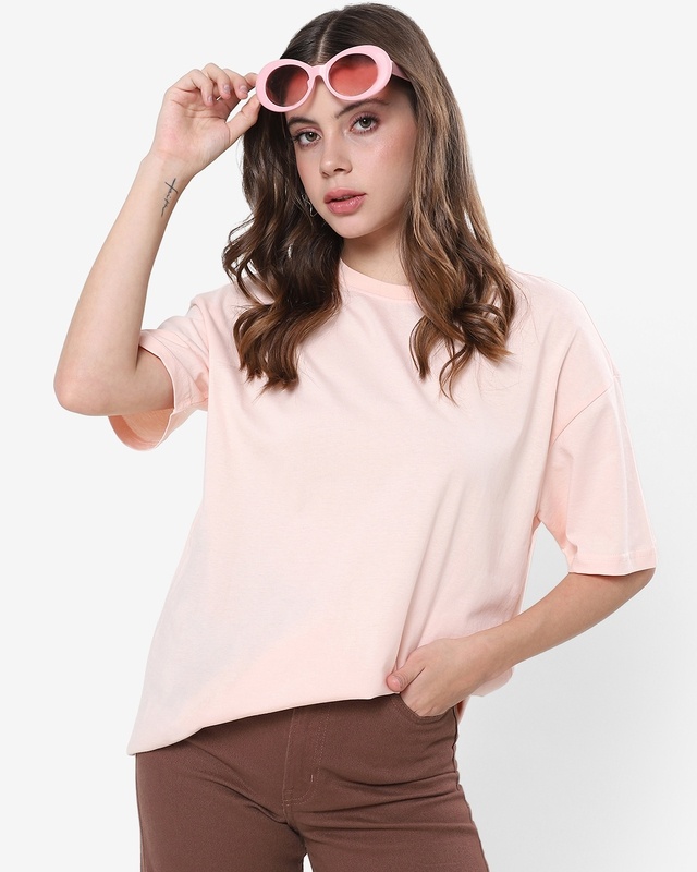 Shop Women's Pink Oversized T-shirt-Front
