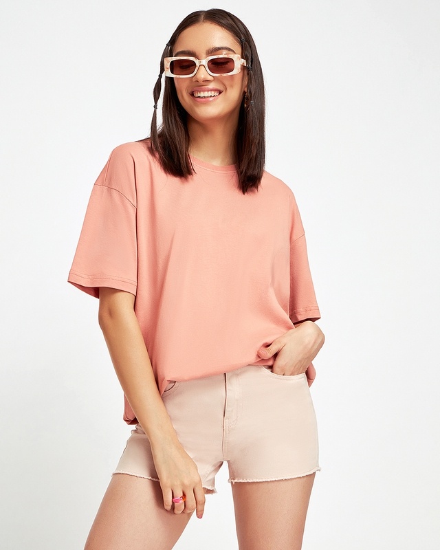 Shop Women's Pink Oversized T-shirt-Front