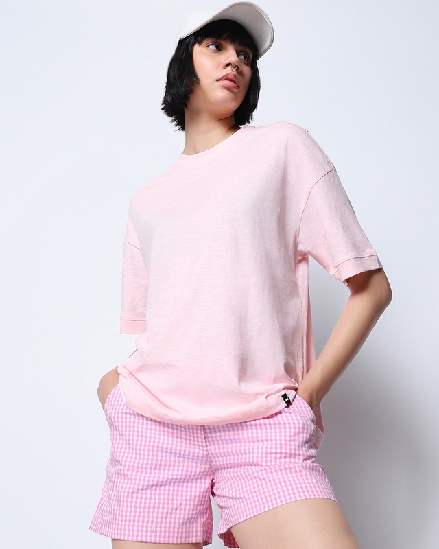 Shop Women's Pink Oversized T-shirt-Front