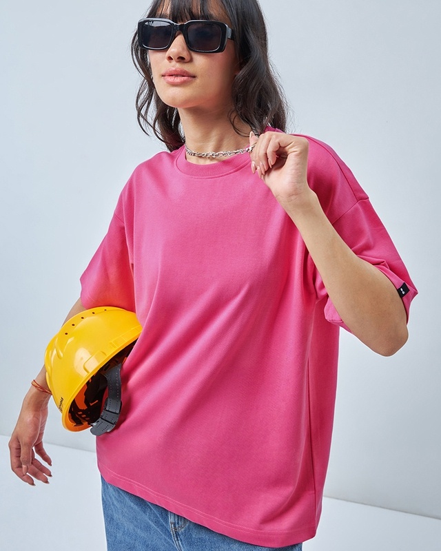 Shop Women's Pink Oversized T-shirt-Front
