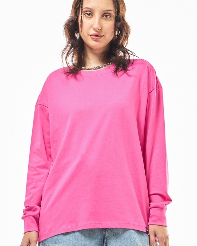 Shop Women's Pink Oversized T-shirt-Front