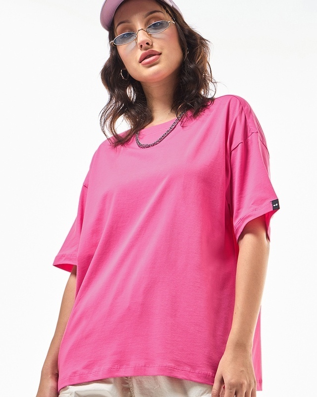 Shop Women's Pink Oversized T-shirt-Front