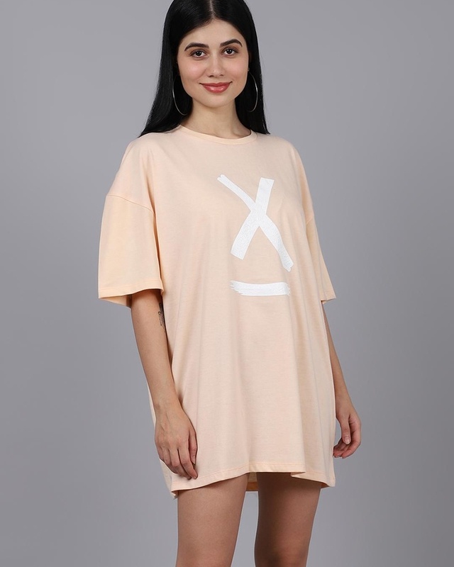 Shop Women's Pink Printed Oversized T-shirt-Front