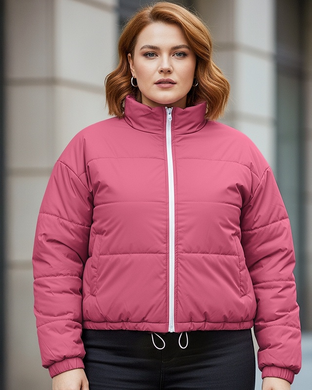 Shop Women's Pink & Purple Reversible Oversized Plus Size Jacket-Front