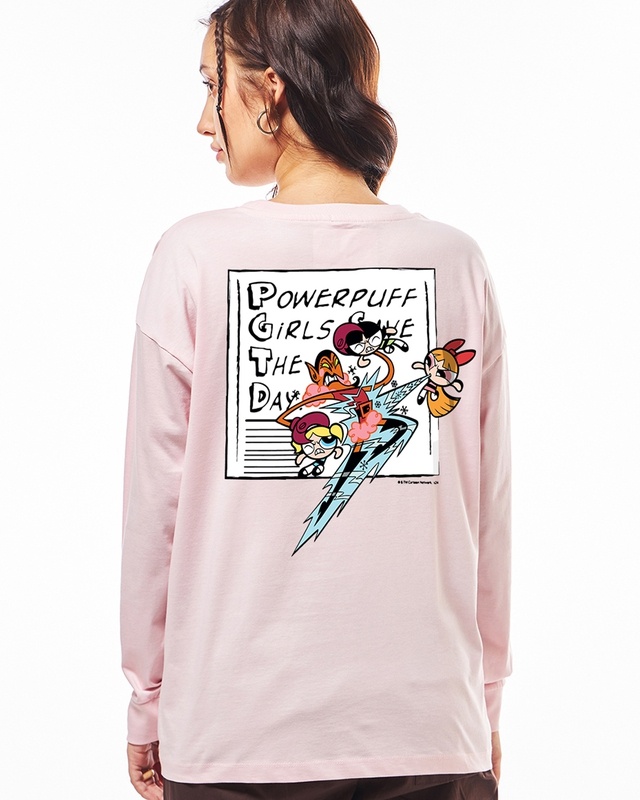 Shop Women's Pink Save the Day Graphic Printed Oversized T-shirt-Front