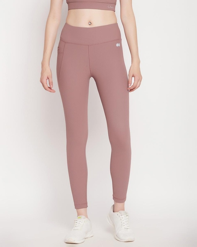 Shop Women's Pink Slim Fit Tights-Front