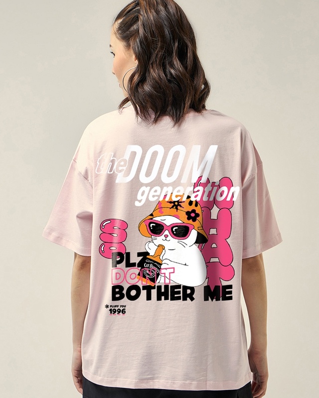 Shop Women's Pink The Doom Generation Graphic Printed Oversized T-shirt-Front