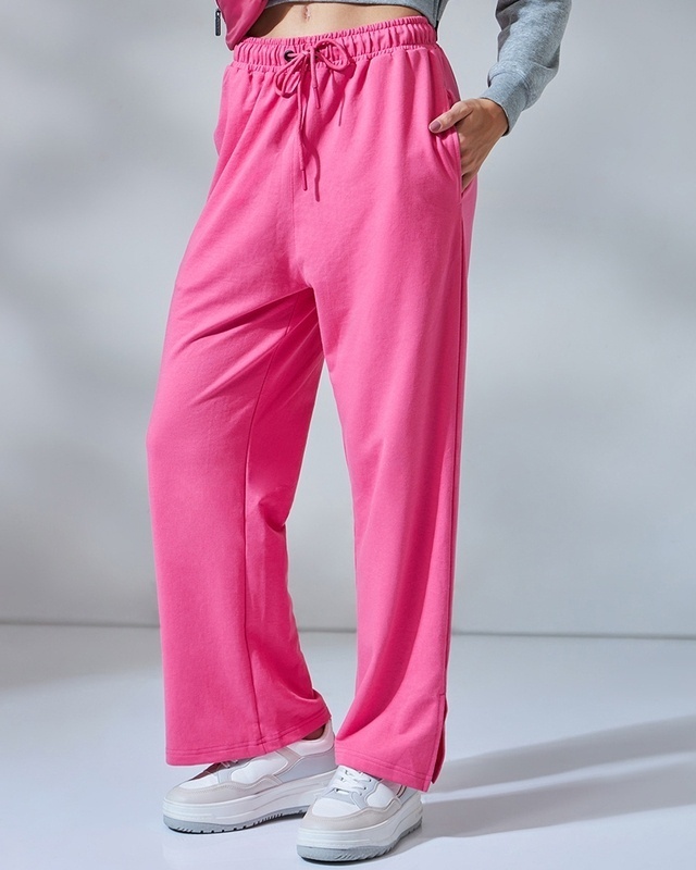 Shop Women's Pink Trackpants-Front