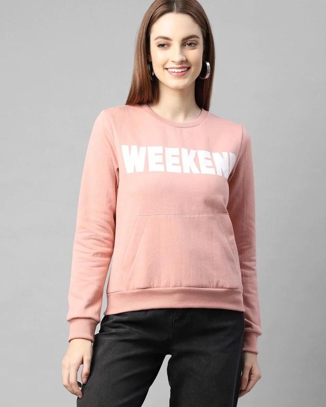 Shop Women's Pink Weekend Typography Sweatshirt-Front