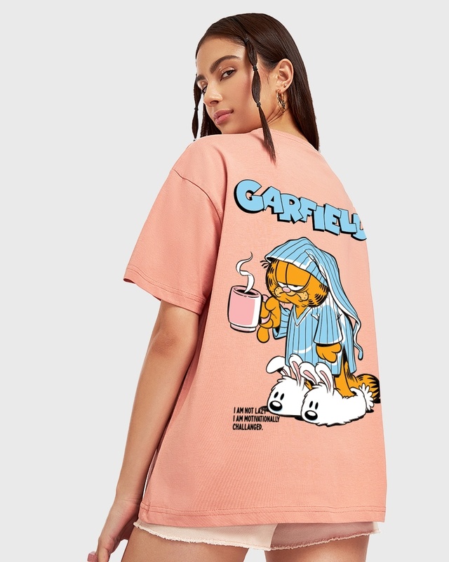 Shop Women's Pink Why Fall In Love Graphic Printed Oversized T-shirt-Front