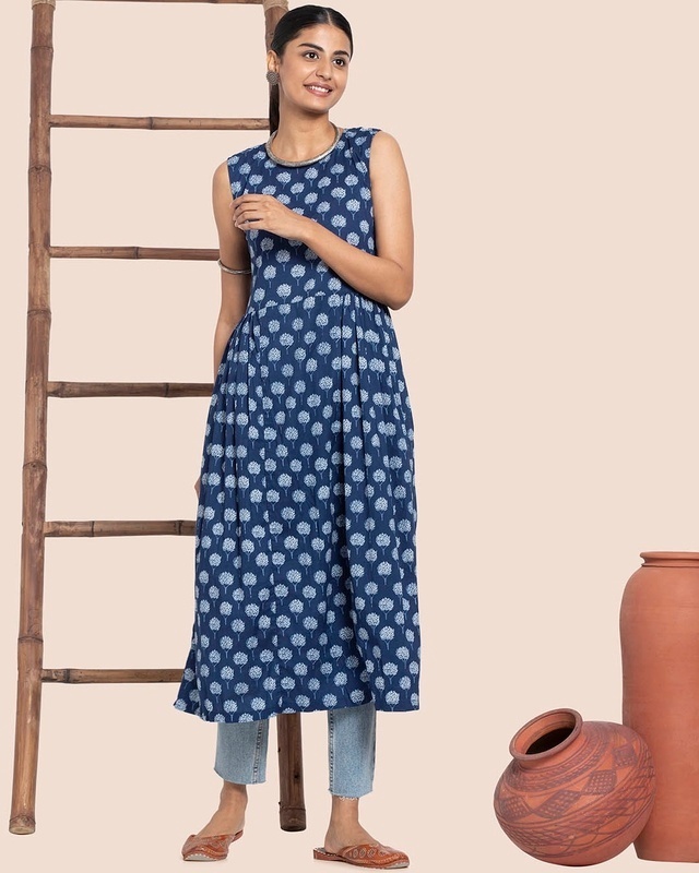 Shop Women's Printed Long Kurti Dress-Front