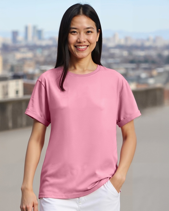 Shop Women's Prism Pink Boyfriend T-shirt-Front
