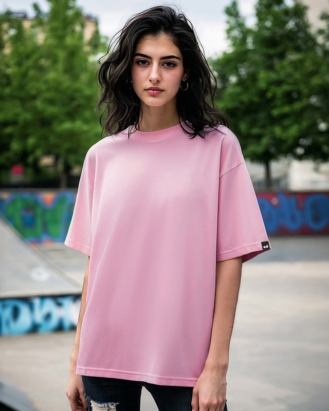 Shop Women's Prism Pink Oversized T-shirt-Front