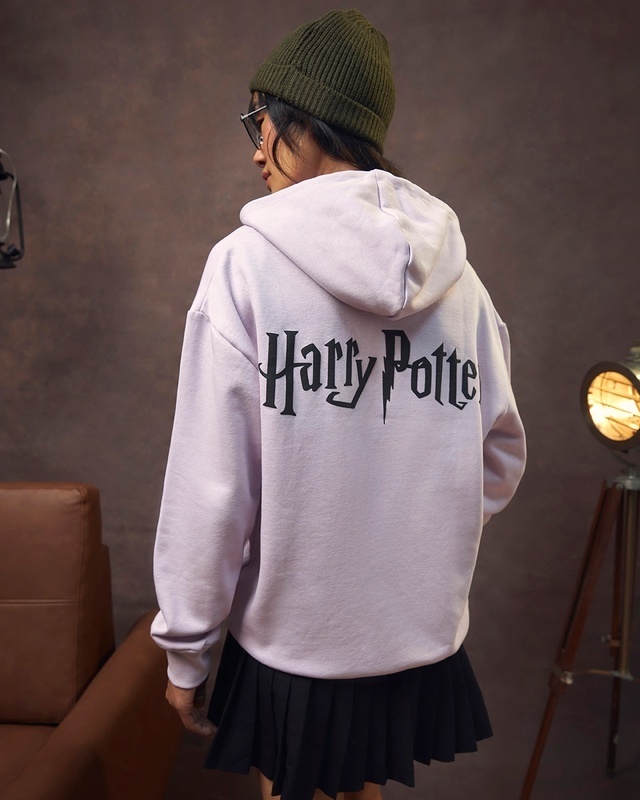 Shop Women's Purple Back to Howgwarts Graphic Printed Oversized Hoodies-Front