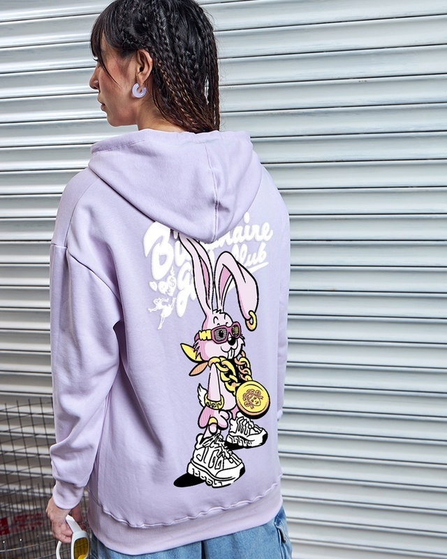 Shop Women's Purple Billionaire Girls Club Graphic Printed Oversized Hoodies-Front