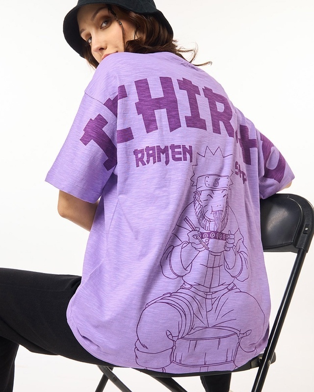 Shop Women's Purple Chirak Raman Shop Graphic Printed Oversized T-shirt-Front