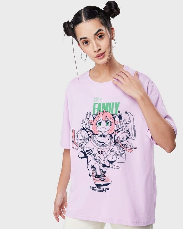 Shop Women's Purple Fight For Remote Graphic Printed Oversized T-shirt-Front