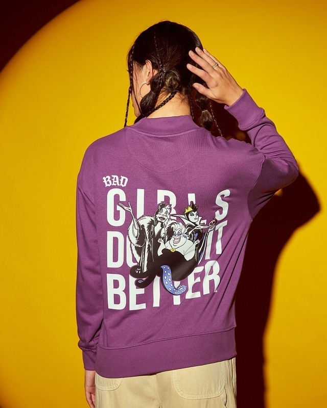 Shop Women's Purple Good to be Bad Graphic Printed Oversized Sweatshirt-Front