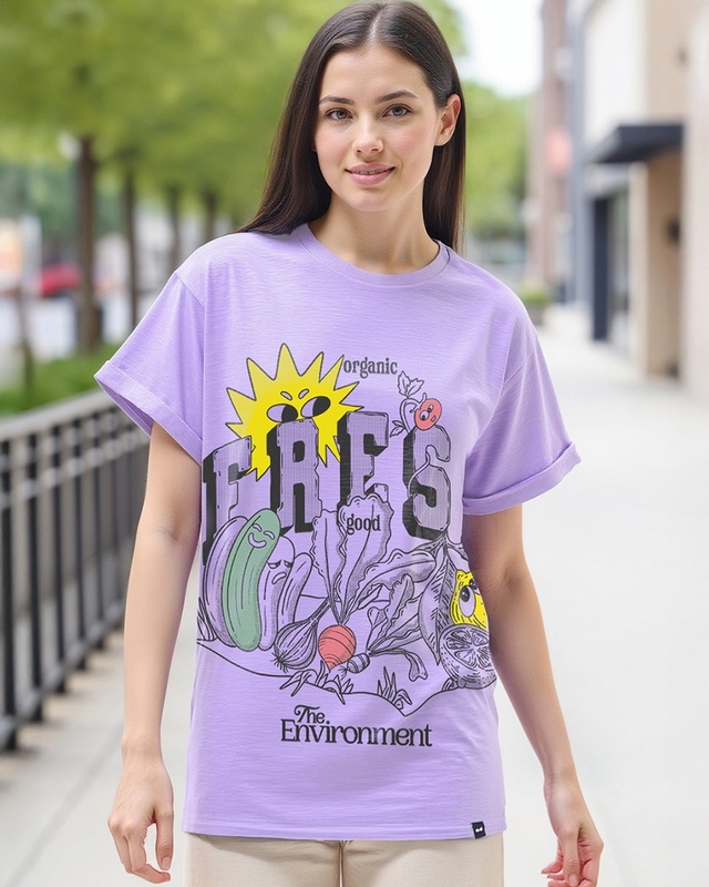 Shop Women's Purple Goodness of Fresh Graphic Printed Boyfriend T-shirt-Front